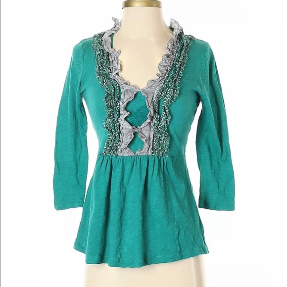 Deletta Tops - Deletta Anthro Green Short Sleeve Top S